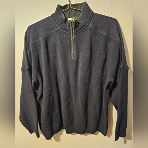Orvis men's navy‎ quarter zip sweater